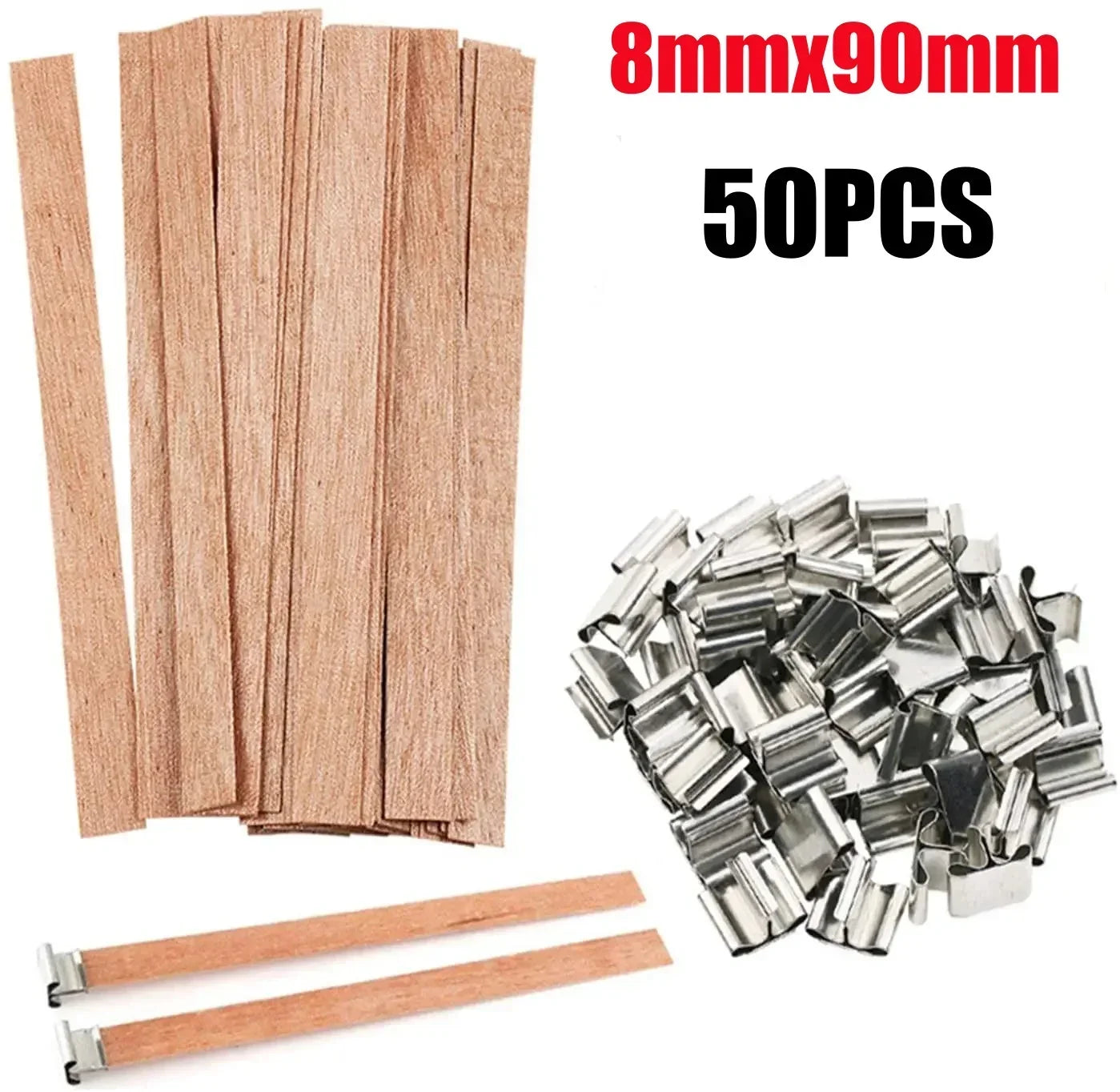 Handmade Soy Wax Candle Wooden Wick DIY Aromatherapy Candle Single Direction Wick Paraffin Wax Candle Crafting Guide - S-50PC