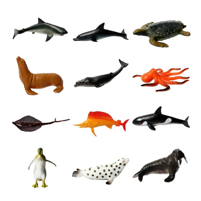 Simulation Plastic Animal Figurines Collection - Marine, Land & Insect Animals Miniature Set Toy for Kids Gift Playset Model 