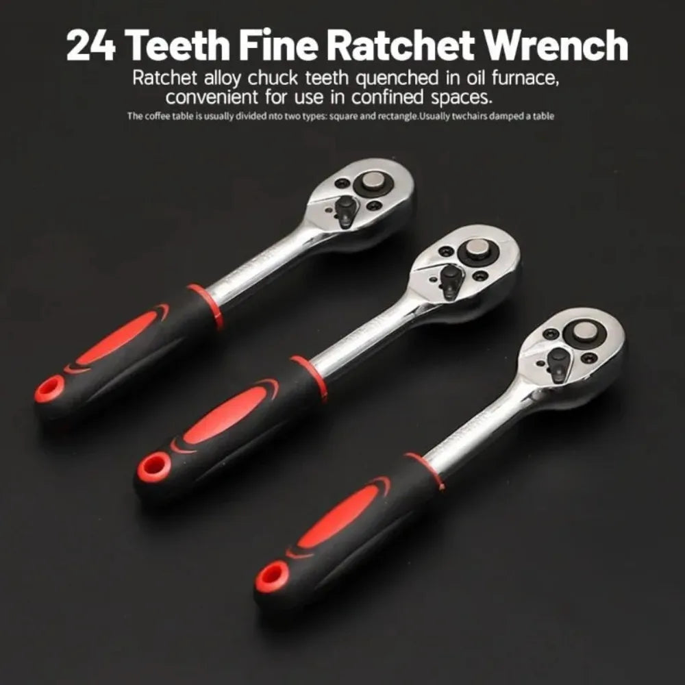Hot 46Pcs 1/4" Drive Socket Wrench Set, Ratchet Screwdriver & Bit Kit, Carbon Steel, Auto Repair Hand Tool Set with Storage C
