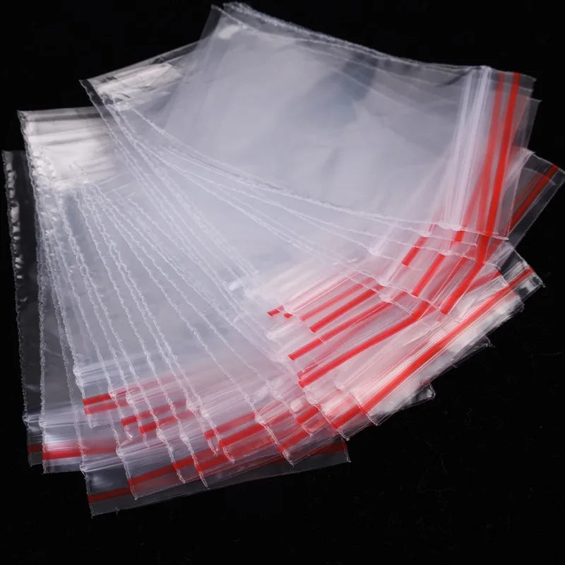 500/100pcs Self Sealed Bags Plastic Storage Bag for Jewelry Food Pills Transparent Zipper Storage Bag Package Pouches