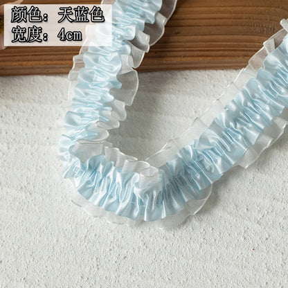 2meters High Quality 2024 Pleated Lace Ribbon Trimming For Party Dress Decorative Clothing Diy Crafts Supplies Needlework Fab