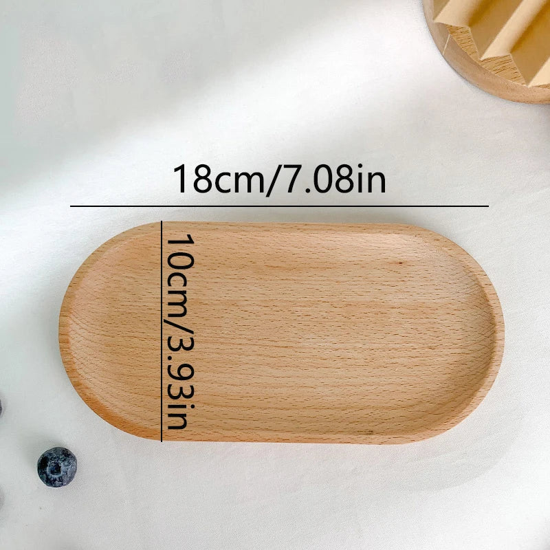 Wheat Stalk Tray Tableware Round Dessert Plate Japanese-Style Durable Heat Resistant Tray Coffee Tea Solid Wood Plate Tray - 