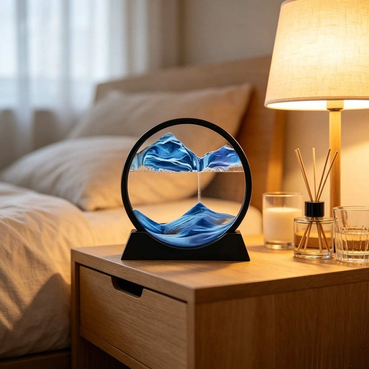 2026 3D Hourglass Quicksand Moving Sand Art Picture Round Glass Deep Sea Sandscape Craft Flowing Painting Home Office Work De