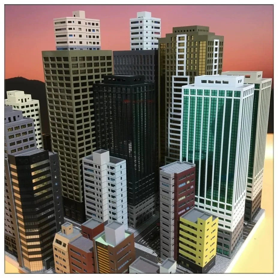 Diorama 1:300 Scale Architectural Model City Skyscraper Building Scene Display Model Railway Train Assembled Layout