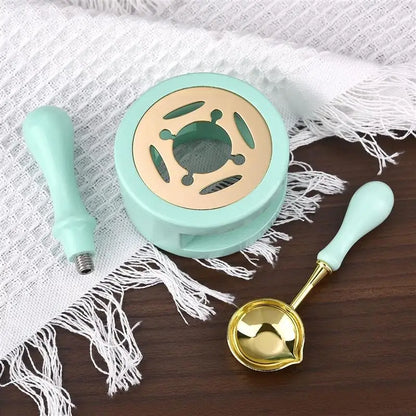 1/2/3pcs Wax Seal Set Wood Wax Melting Lacquer Furnace With /Spoon/Handle Wax Bead Melting Heater Wax Pot Heater For Stamp Cr