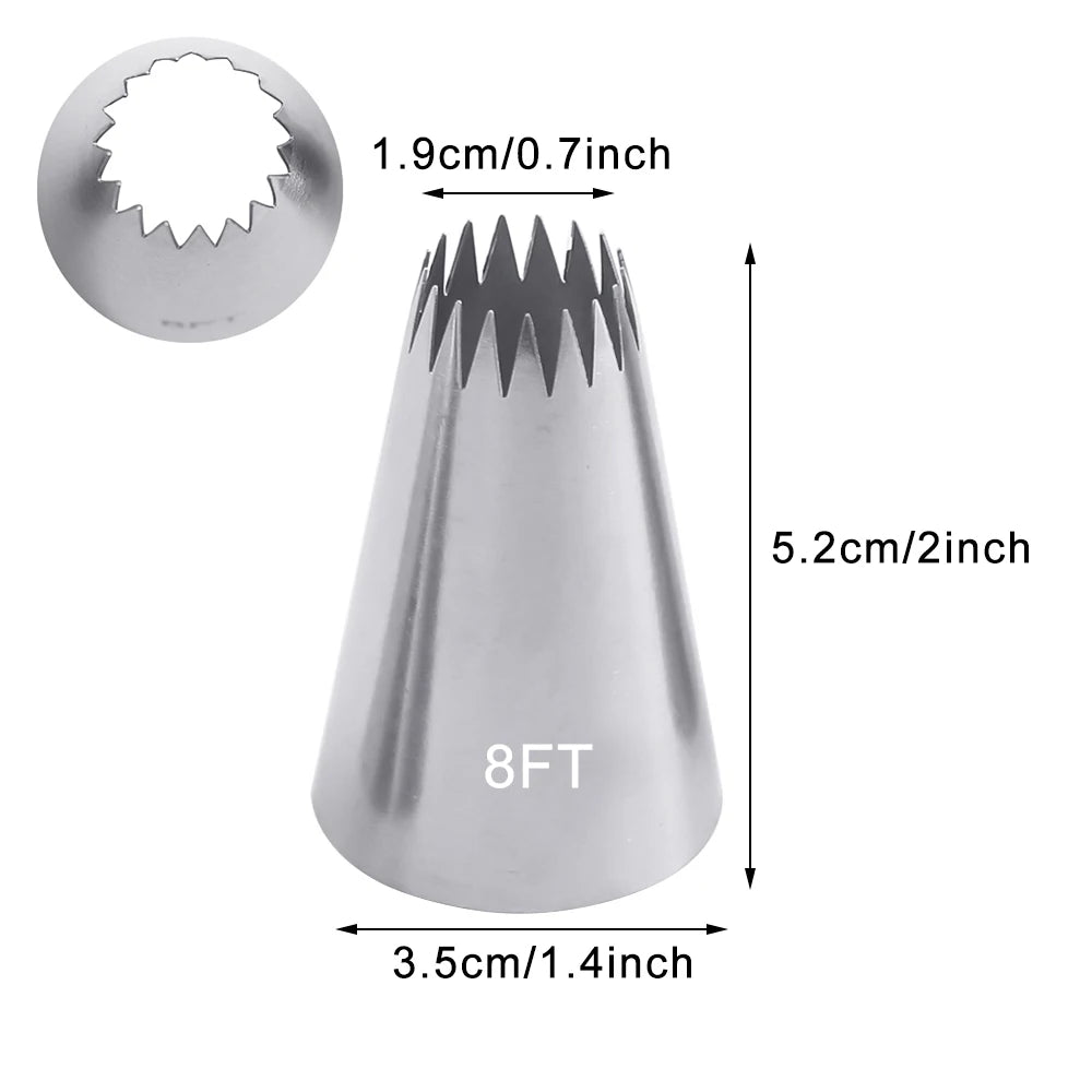7FT 8FT 9FT Cake Decorating Tips Set Russian Open Star Piping Nozzles Tips Cupcake Cookies Icing Piping Pastry Nozzles