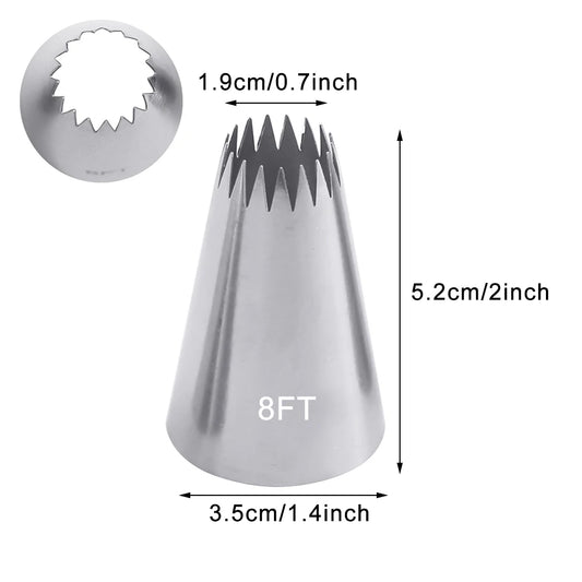 7FT 8FT 9FT Cake Decorating Tips Set Russian Open Star Piping Nozzles Tips Cupcake Cookies Icing Piping Pastry Nozzles