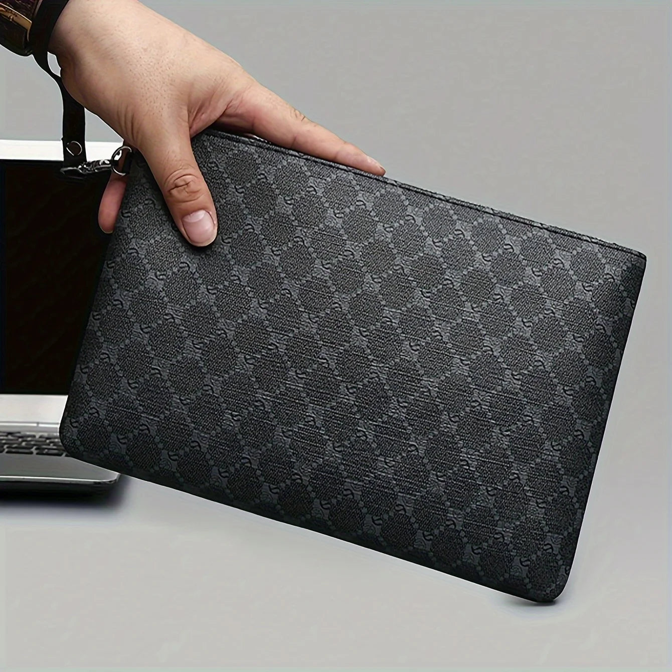 Pu Fashion Men's Clutch Bag Business Large Wallet Wrist Bag Large Coin Purse Storage Bag