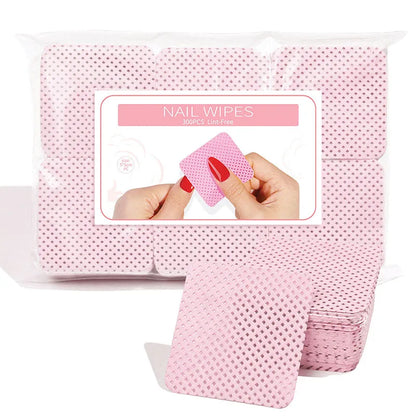 300pcs/Pack Lint-free Nail Polish Remover Napkin Colorful Cotton Wipes Paper Pads UV Gel Dust Cleaner Cleaning For Manicure T