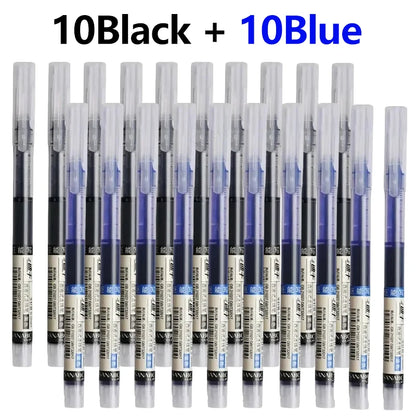 1-20Pcs Needle Type Gel Ink Pens Black/Blue/Red 0.5mm Liquid Ballpoint Pen Students Stationery School Office Writing Tool