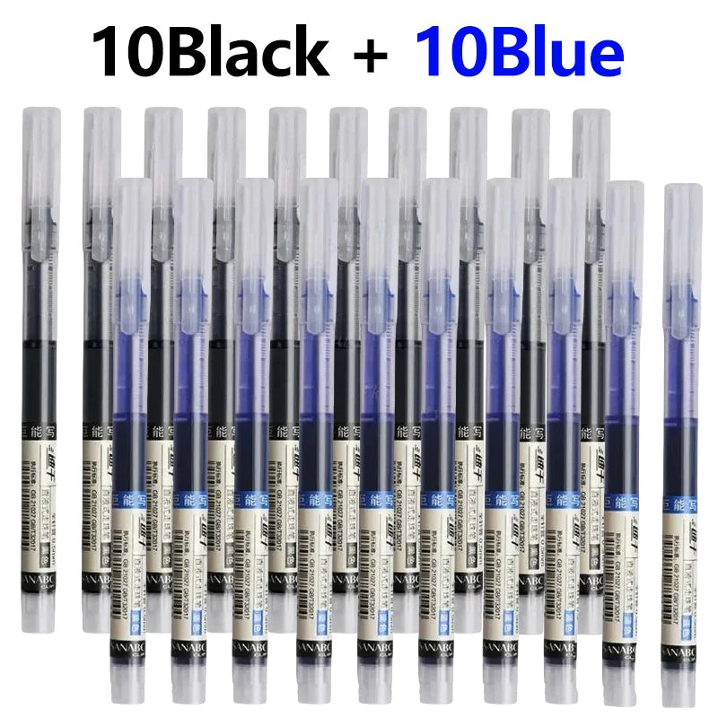 1-20Pcs Needle Type Gel Ink Pens Black/Blue/Red 0.5mm Liquid Ballpoint Pen Students Stationery School Office Writing Tool - 1