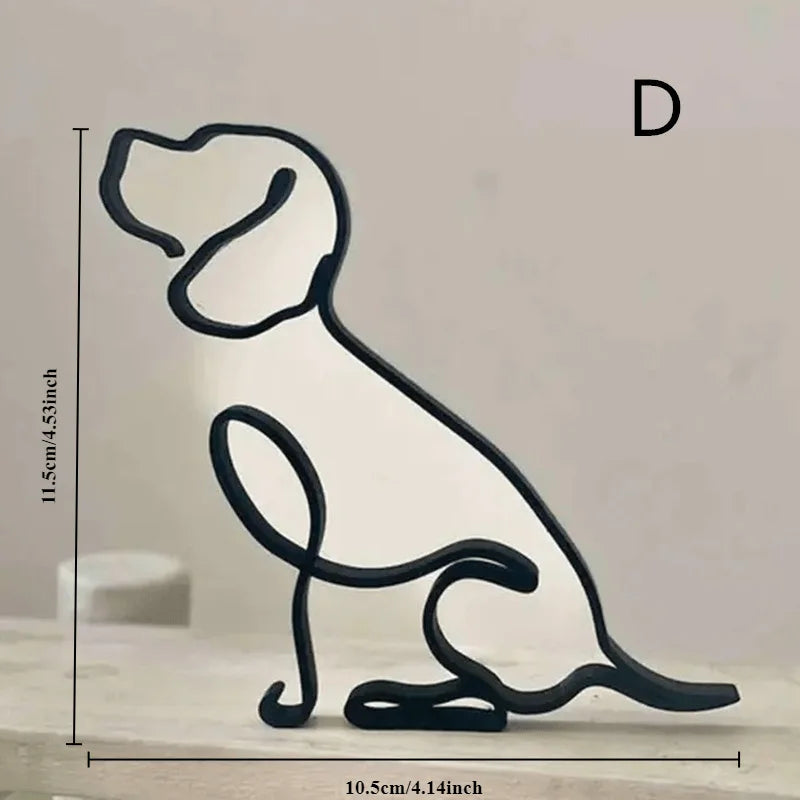 Creative Art Sculpture Metal Dog Abstract Minimalist Art Iron Figurines Office Desktop Accessories For Home Decoration Suppli
