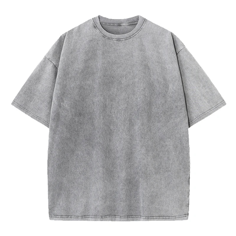 Men's Washed Vintage T-Shirts Street Hip Hop Retro Punk T Shirt Women Harajuku Casual Cotton Short Sleeve Acid Wash TShirts T