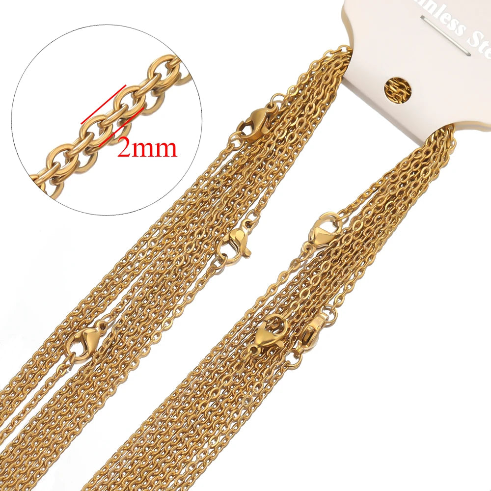 10Pcs/lot 50cm Stainless Steel Link Chains Necklaces Cuban Cross Chains Accessories for DIY Gifts Jewelry Making Bulk
