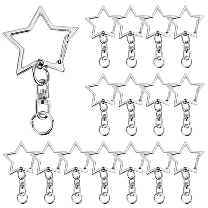 5/15/25/50 Sets Star Shaped Snap Keychain Lobster Claw Clasp with Hanging Buckle Jump Ring for DIY Crafts Jewelry Accessory G