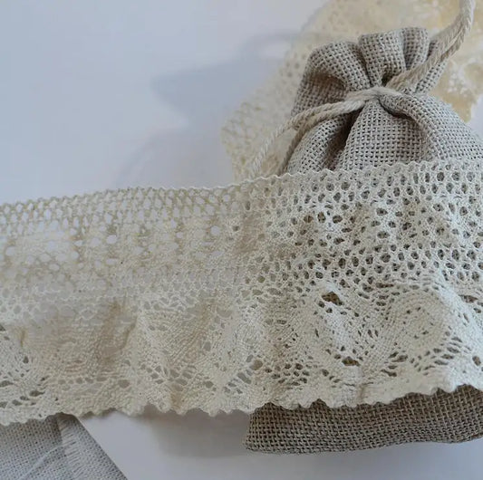 2 Yards Dress Clothes Sewing Cotton Lace Trim Handmade DIY Lace Material Cotton Embroidered Flowers Lace Guipure Ribbon