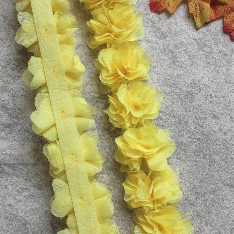 1 Yard Width 5cm 3D Chiffon Flowers Lace Trim Multicolor DIY Lace Ribbon Decor Clothes Accessories Craft Sewing Fabric Suppli