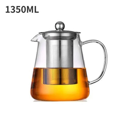 1pc Glass Teapot Heat Resistant Borosilicate Clear Tea Kettle with Removable Stainless Steel Infuser Kettle Kung Fu Teaware S
