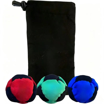 Classic Footbag Hacky Sack 3-Pack with Carry Pouch,Sand-Filled 8-Panel Synthetic Suede Footbag Set for Beginners &Player - 3p