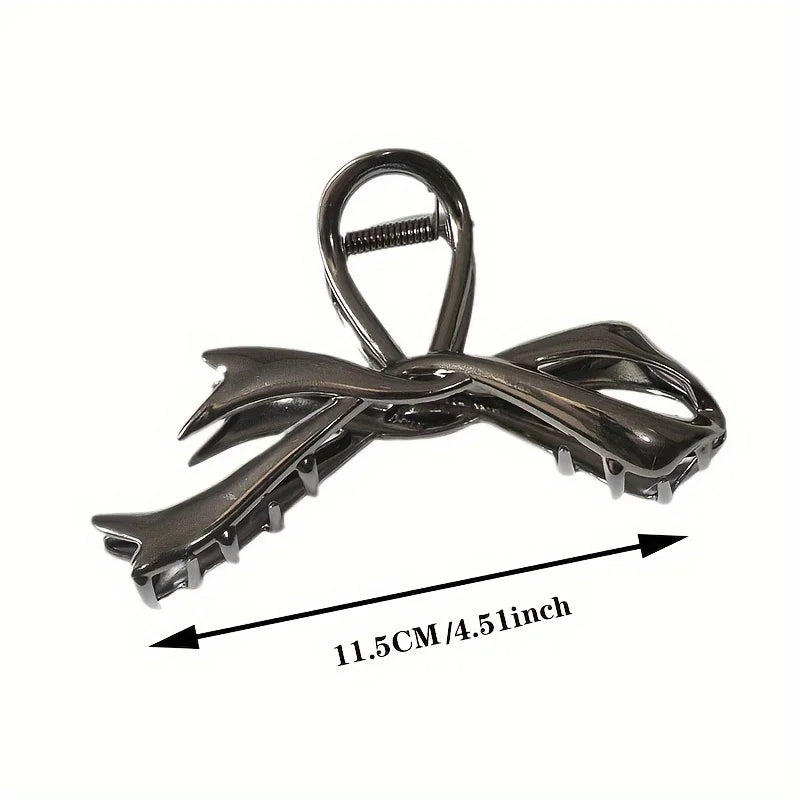 New Vintage Ribbon Bow Hair Claws Metal Hair Clips Crab Headwear Hairpins Shark Ponytail For Women Hair Accessories Barrettes