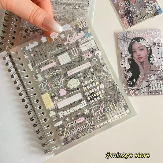 Original 32 Sheets PET Transparent Sticker Book Korean Scrapbooking Stickers For Journal Hand Book Stationery
