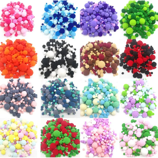 8-30mm Pom poms Multi-Colored Pompoms Soft Fluffy Puff Pompom Balls for Kid DIY Creative Craft Wedding Decor Sewing Supplies 