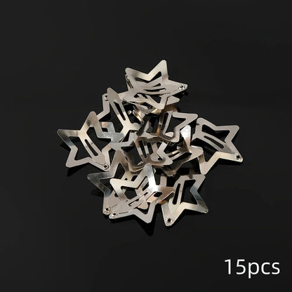 5/15/30/60/100/200pcs Y2K Silver Star Hair Clips for Girls Metal Snap Clip Hairpins Barrettes Hair Grip Jewel Hair Accessorie