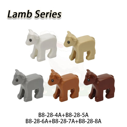 MOC City Animal Series Zoo Scene Panda Tiger Dog Cat Sheep Goat Accessories Building Blocks Bricks Street View Bricks Toys Gi