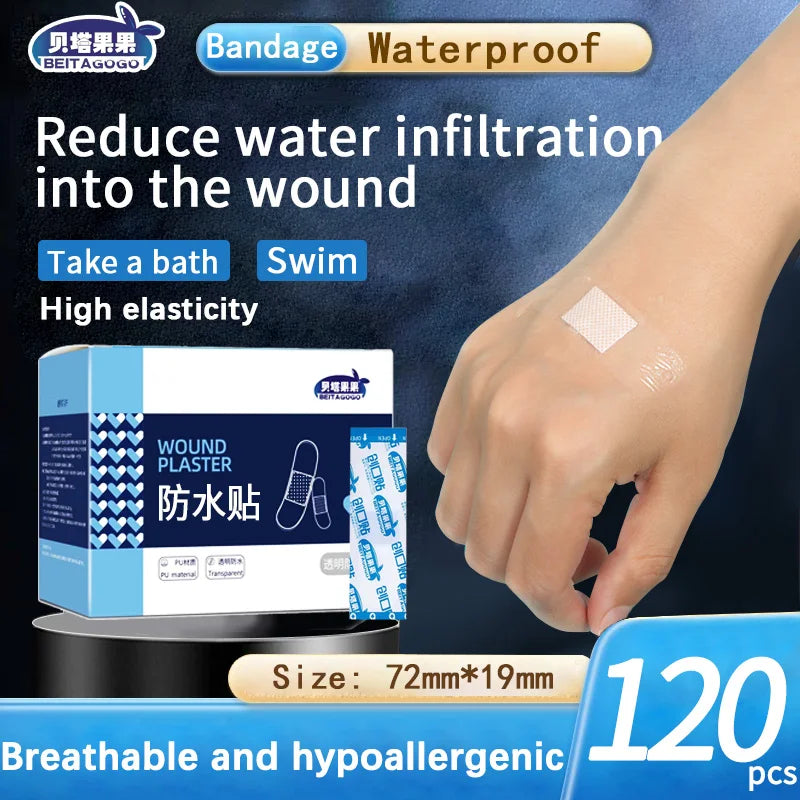120 pieces of waterproof band-aid, transparent, invisible, hemostatic, breathable, anti-wear band-aid