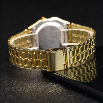 Luxury LED Digital Watch for Men Stainless Steel Men's Electronic Wristwatch Simple Business Gold Sliver Mens Watch Reloj Hom