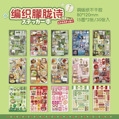 30sheets Showa Fantasy Series Kawaii Flash Die Cut Sticker Book DIY Junk Journal Diary Scrapbooking Material Stationery Stick