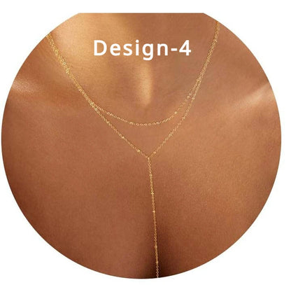 Lariat Gold Necklace for Women Teen Girls Mom, Dainty Long Necklace 14k Gold Plated STAINLESS STEEL Y-Shaped Pendant Necklace