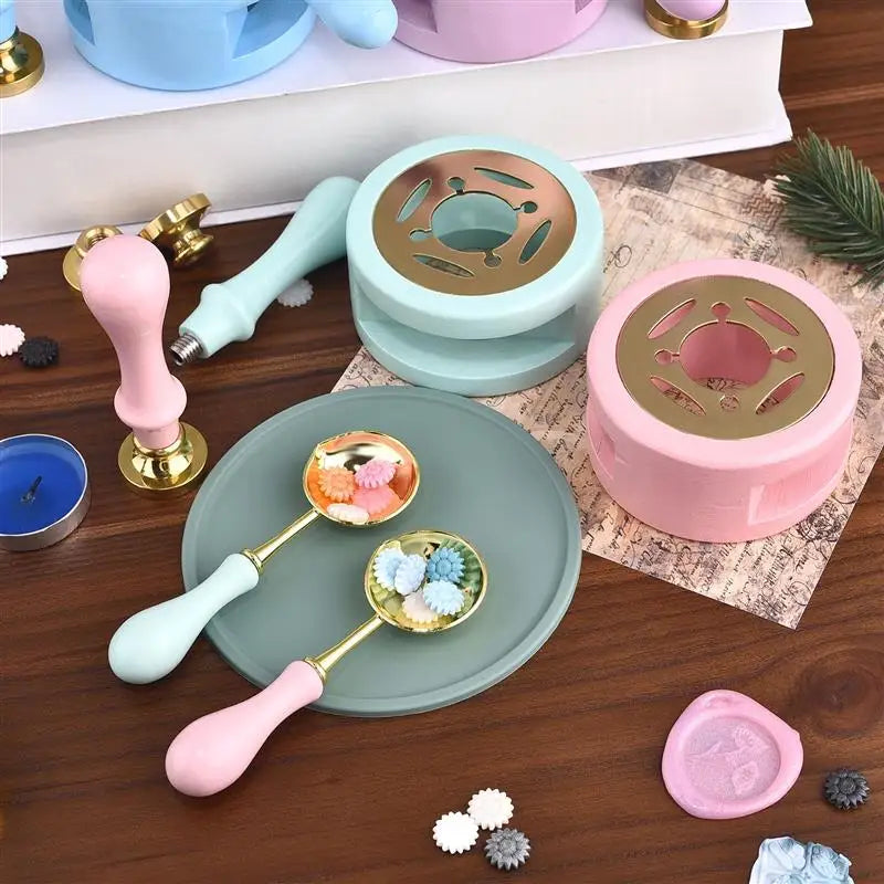1/2/3pcs Wax Seal Set Wood Wax Melting Lacquer Furnace With /Spoon/Handle Wax Bead Melting Heater Wax Pot Heater For Stamp Cr
