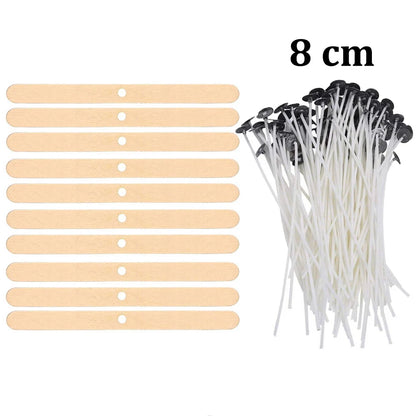 Smokeless Candle Wicks 2.6-20cm Pre-Waxed Cotton Core Wicks with Metal Sustainer Tabs DIY Handmade Candle Making Tools - 110 