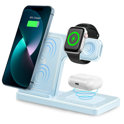 3 In 1 Wireless Charging Station Magnetic Fast Charging 18W Foldable For IPhone 16 15 14 13 12 Pro/Pro Max/Plus/Watch & Airpo