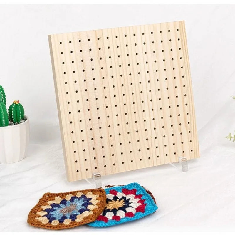 Wooden Crochet Blocking Board with Grid and Pins for Knitting Granny Squares Projects DIY Craft Gift for Beginners Adults