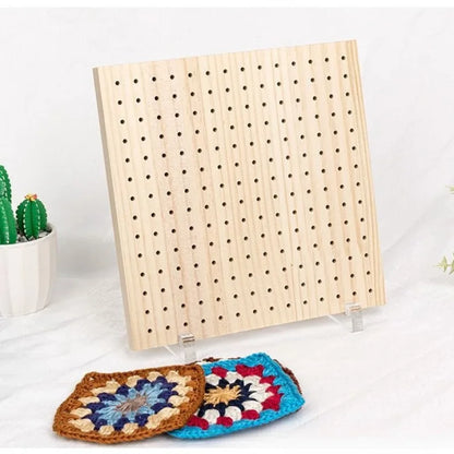 Wooden Crochet Blocking Board with Grid and Pins for Knitting Granny Squares Projects DIY Craft Gift for Beginners Adults