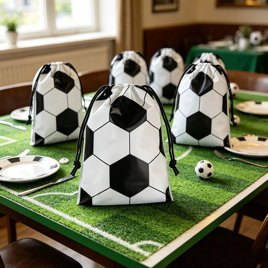 20Pcs Soccer Party Drawstring Bag Football Sport Theme Birthday Favors Treat Bag Gift for guests Team Celebration Decor Suppl