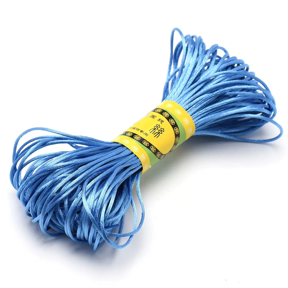 20M 1.5mm Satin Nylon Trim Cord, Rattail Cord Chinese Knot - Light Blue