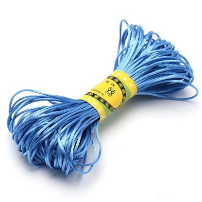 20M 1.5mm Satin Nylon Trim Cord, Rattail Cord Chinese Knot - Light Blue