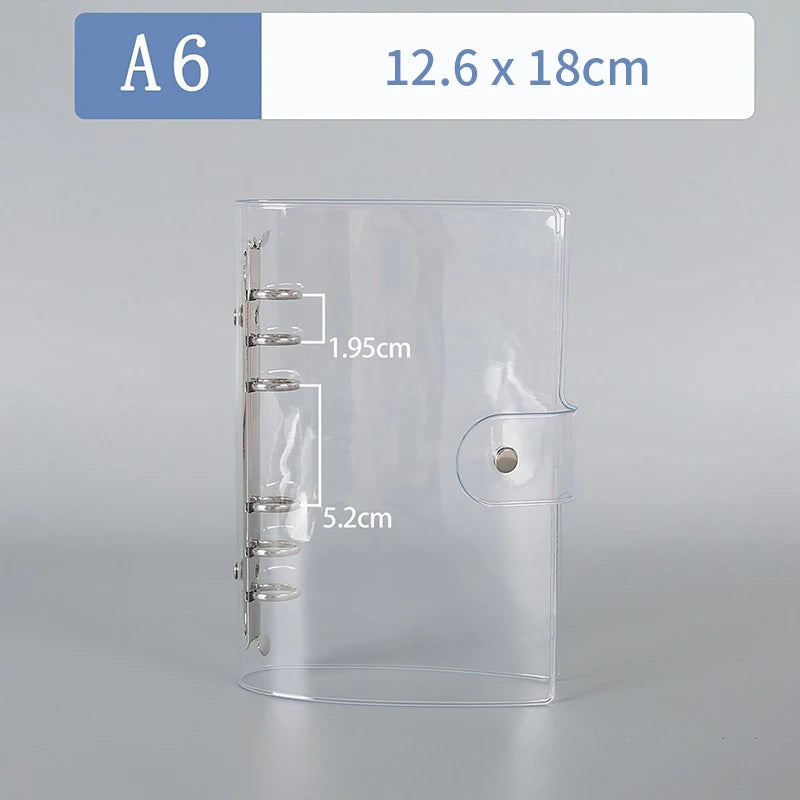 Transparent Color Plastic Clip File Folder A5/A6 Loose Leaf Ring Binder Planner Agenda School Office Supplies Glitter Station