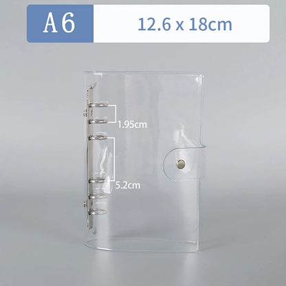 Transparent Color Plastic Clip File Folder A5/A6 Loose Leaf Ring Binder Planner Agenda School Office Supplies Glitter Station