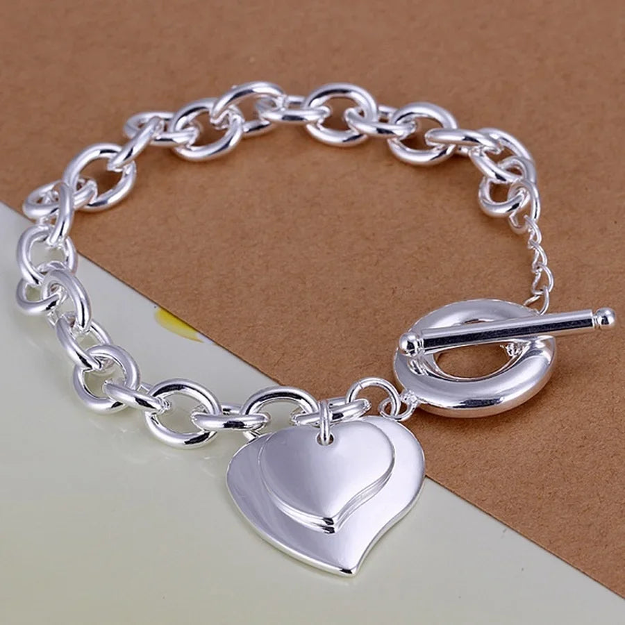 Fine 925 Sterling Silver Noble Nice Chain Solid Bracelet for Women Men Charms Party Gift Wedding Fashion Jewelry Hot Model - 
