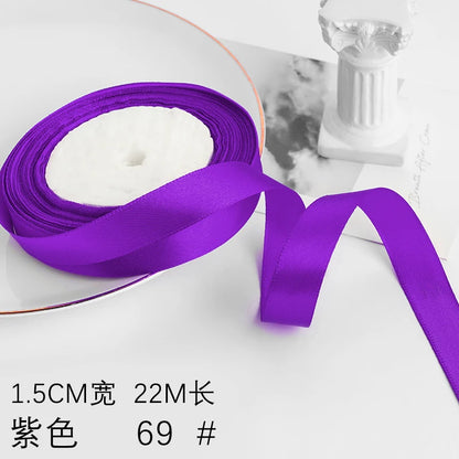 Wusmart 22Meters/Roll 1.5cm Single Face Satin Ribbon DIY Handmade Crafts Fabric Christmas Wedding Decoration Silk Ribbons - P