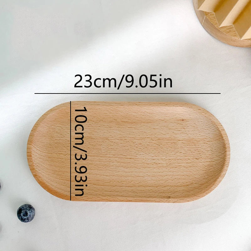 Wheat Stalk Tray Tableware Round Dessert Plate Japanese-Style Durable Heat Resistant Tray Coffee Tea Solid Wood Plate Tray - 