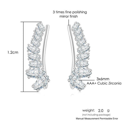 Angle Wing Ear Cuff Climbing Earrings for Women Shiny Zirconia Rose Gold Color Crystal Ear Accessories Female Gift Jewelry E7