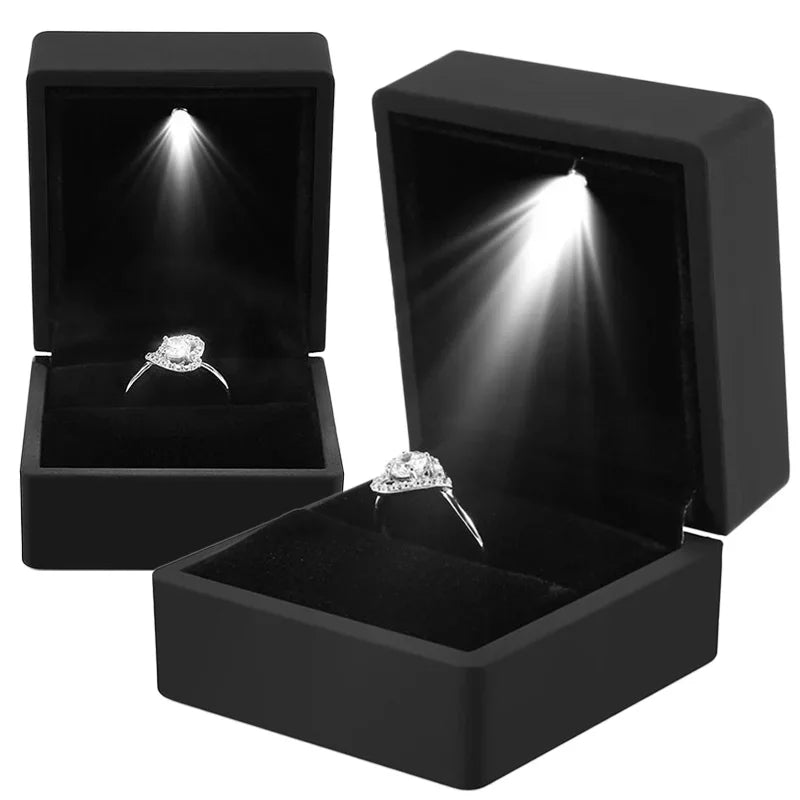 Jewelry Box with Light for Display Gift Earring Necklace Engagement Rings Case Packaging Showcase LED Boxes Cases Packaging B
