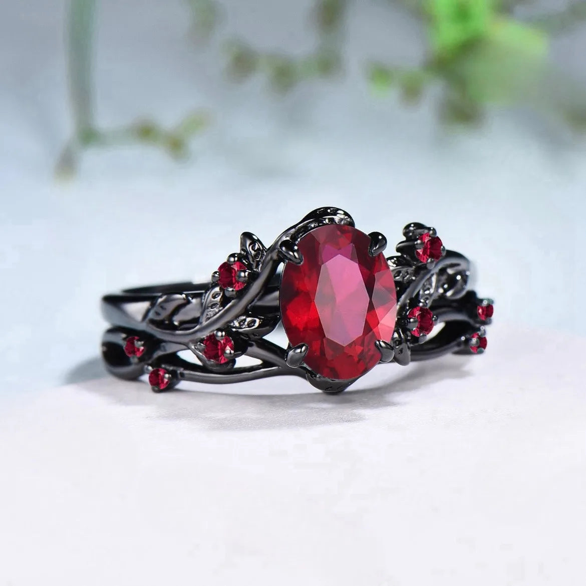 Charm Couple Rings Romantic Women Red Rhinestones Rings Set Trendy Men Stainless Steel Celtic Dragon Rings Wedding Band Jewel