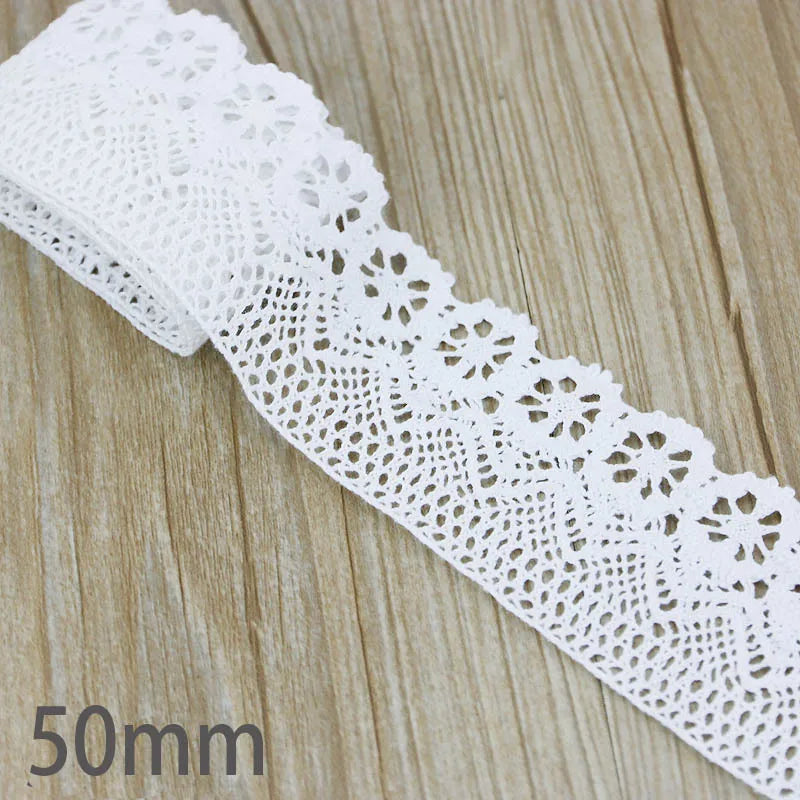 Lace Ribbon Trim, White Beige Cotton Embroidered Ribbon, 5 Meter Sewing Fabric, DIY Craft Materials, Elegant Lace for Gift Wr
