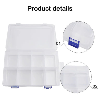 Tools Storage Box Adjustable 8Grids Compartment Plastic Storage Box Screw Holder Case Organizer 20*13.5*4.5cm Pill Hardware T